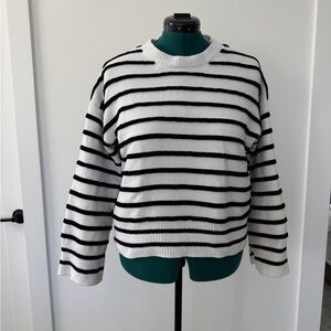 Sanctuary Black White Striped Knit Sweater Size M